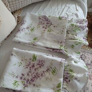 Laura Ashley Lavender Floral Cafe Curtains Pair 24 L X 25 W